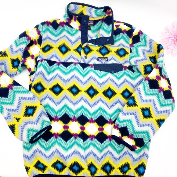 Patagonia Synchilla Retro Timber Twist Navy Blue Fleece Snap T Pullover Sweater - Picture 6 of 12